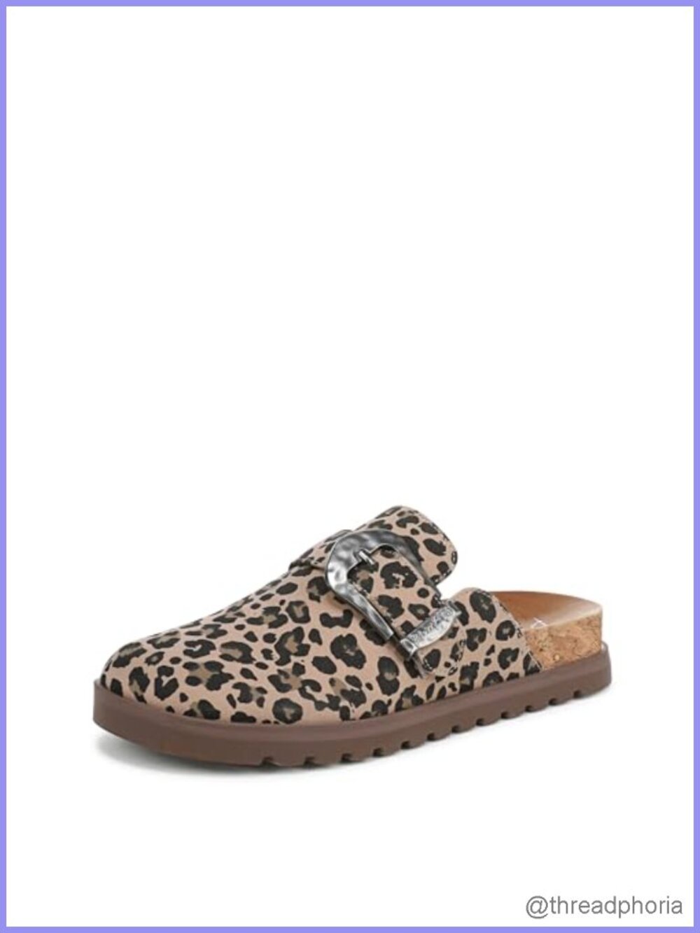 Women's Casual Slip On Mule with Decorative Buckle - Faux-Leather